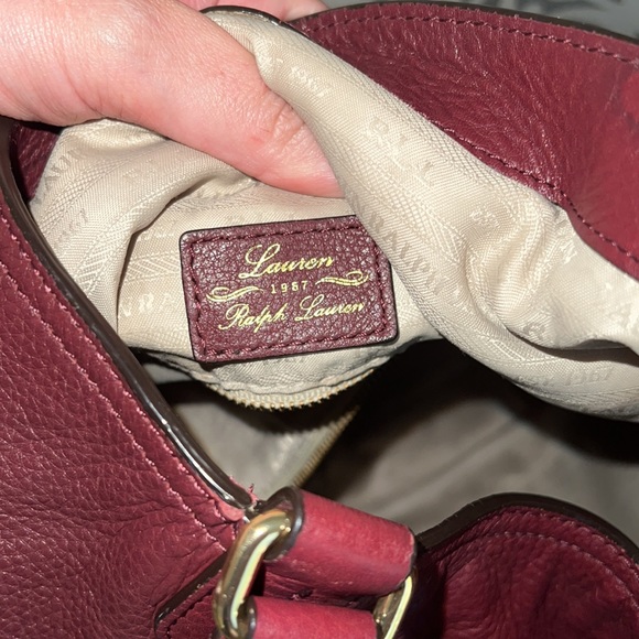 Ralph Lauren leather maroon berry burgundy large hobo bag purse Governors Lodge - Picture 5 of 17